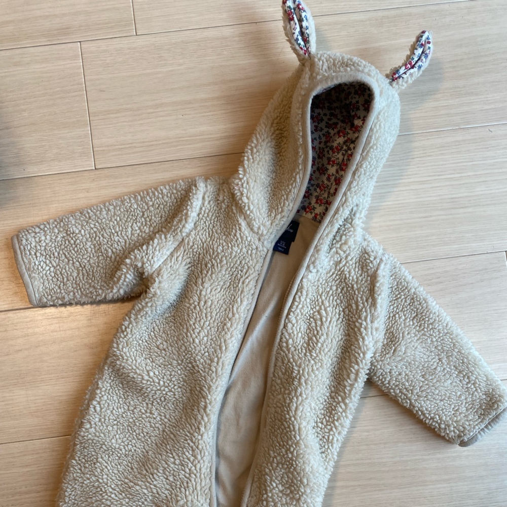 Baby Bunting/snowsuit GAP Bunny Ear Sherpa Jacket with Floral Lining and jersey
